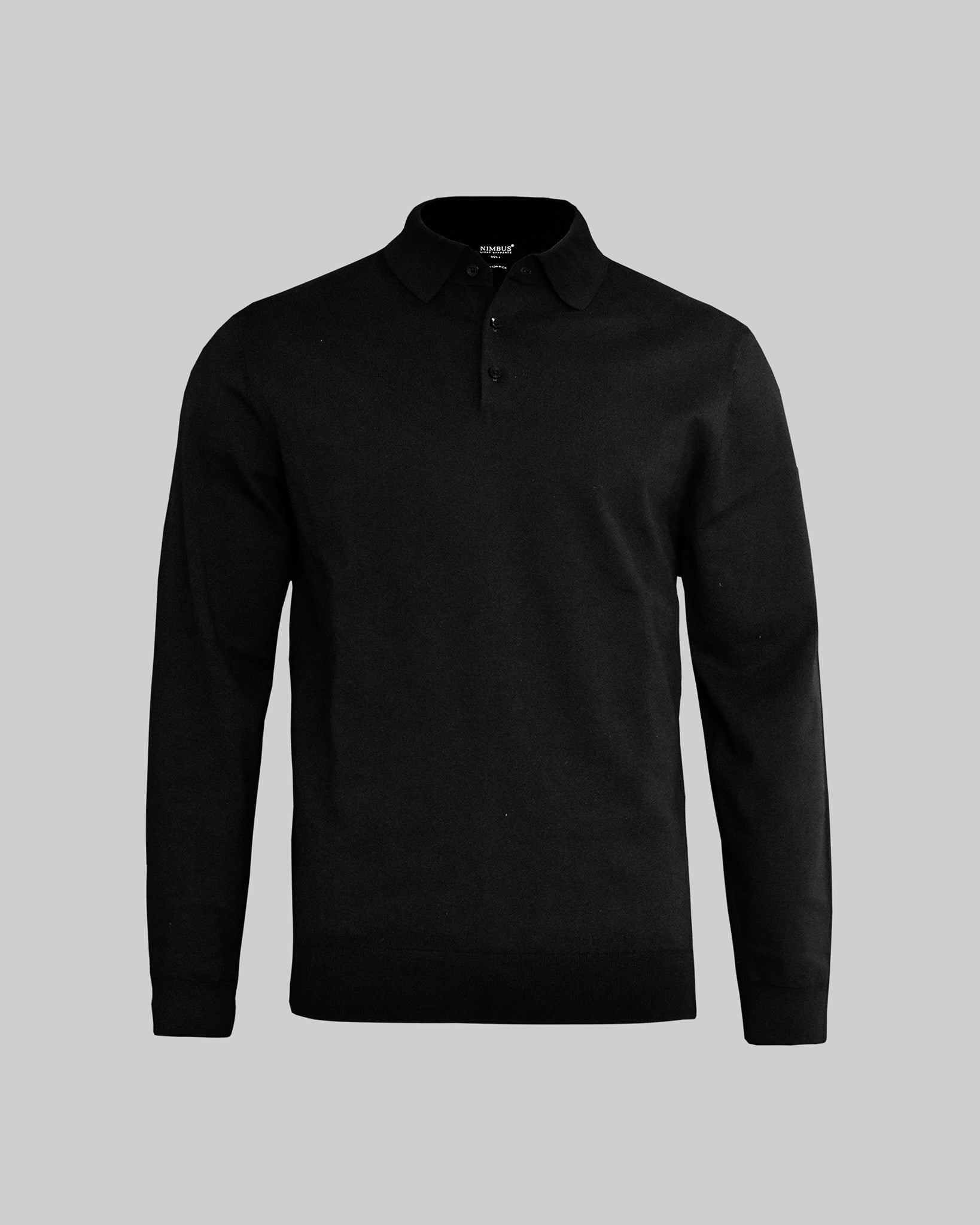 Brighton Long Sleeve Polo Men Black Front