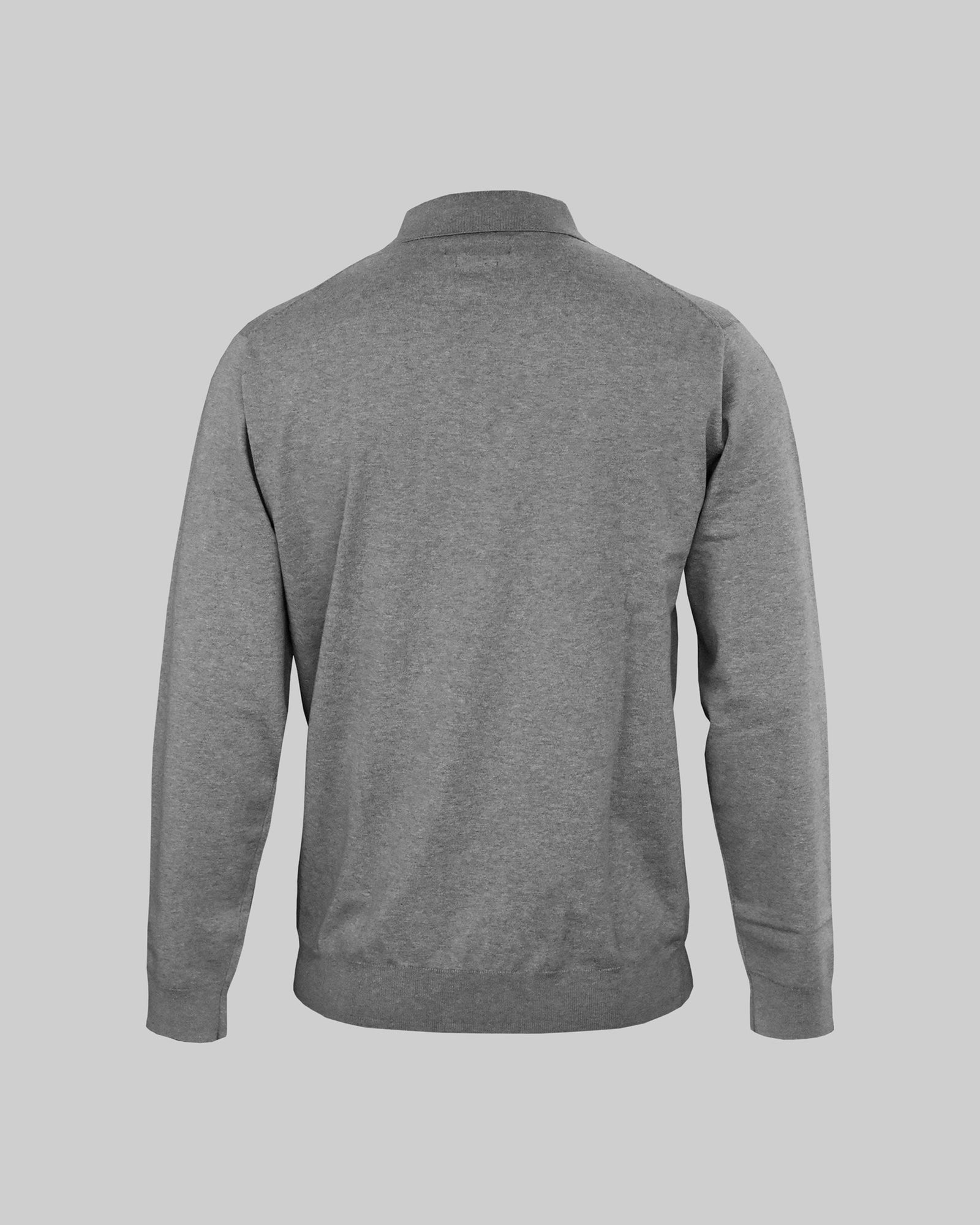 Brighton Long Sleeve Polo Men Grey Melange Back