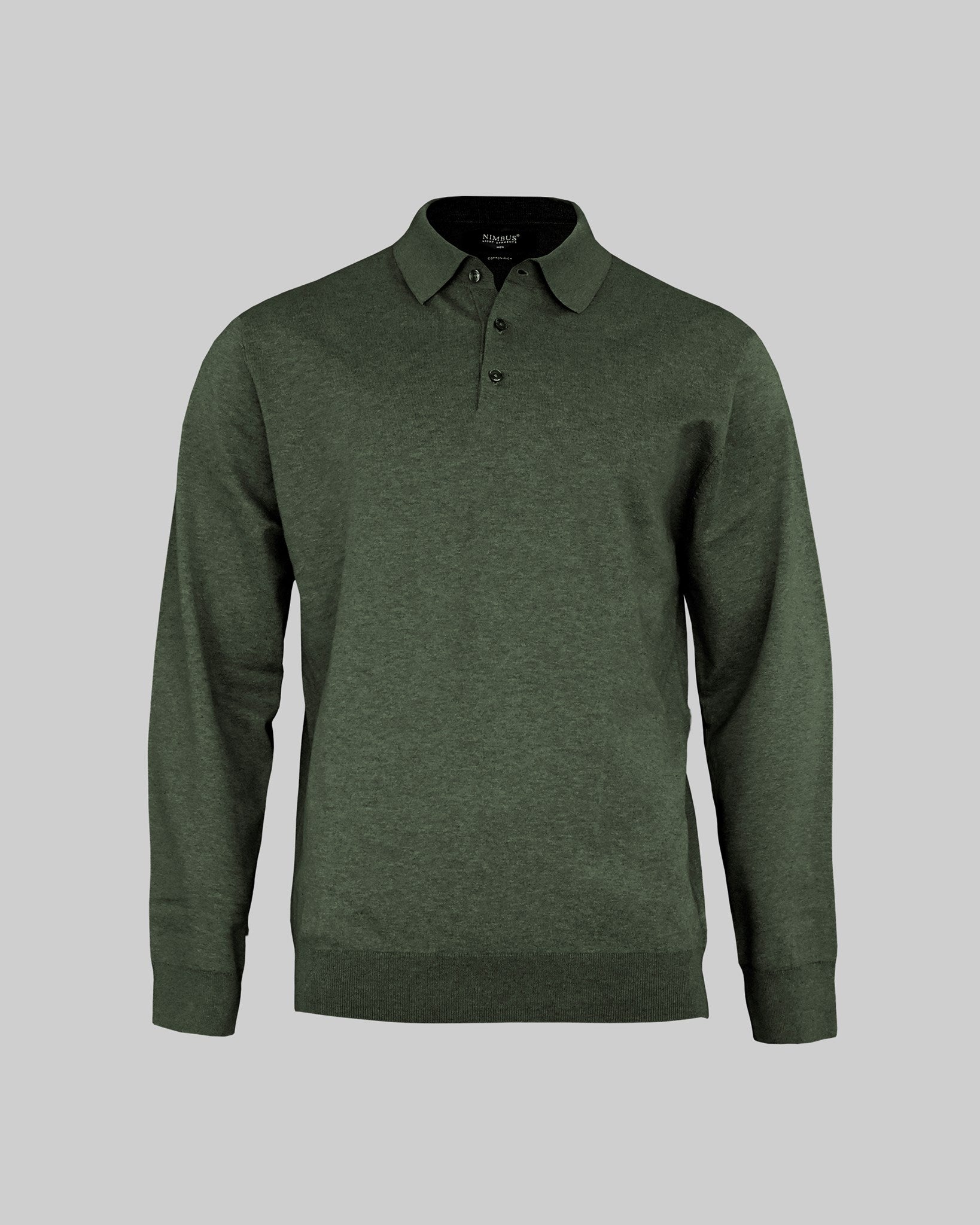 Brighton Long Sleeve Polo Men Olive Melange Front