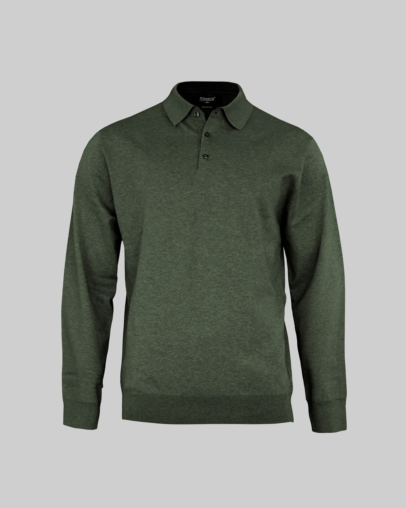 Brighton Long Sleeve Polo Men Olive Melange Back