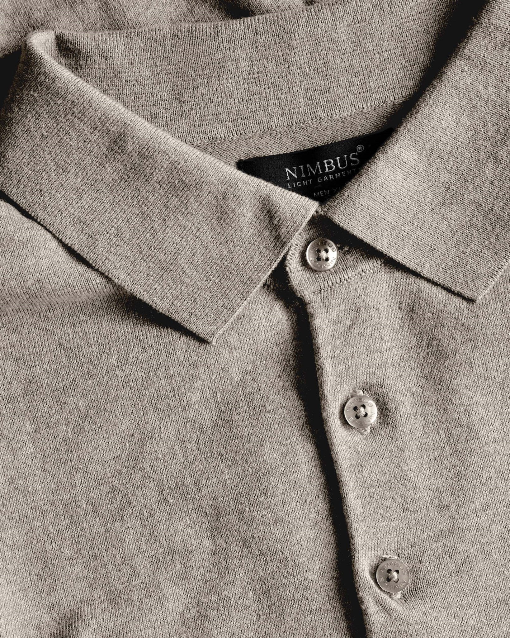 Brighton Long Sleeve Polo Men Sand Melange Closeup 1
