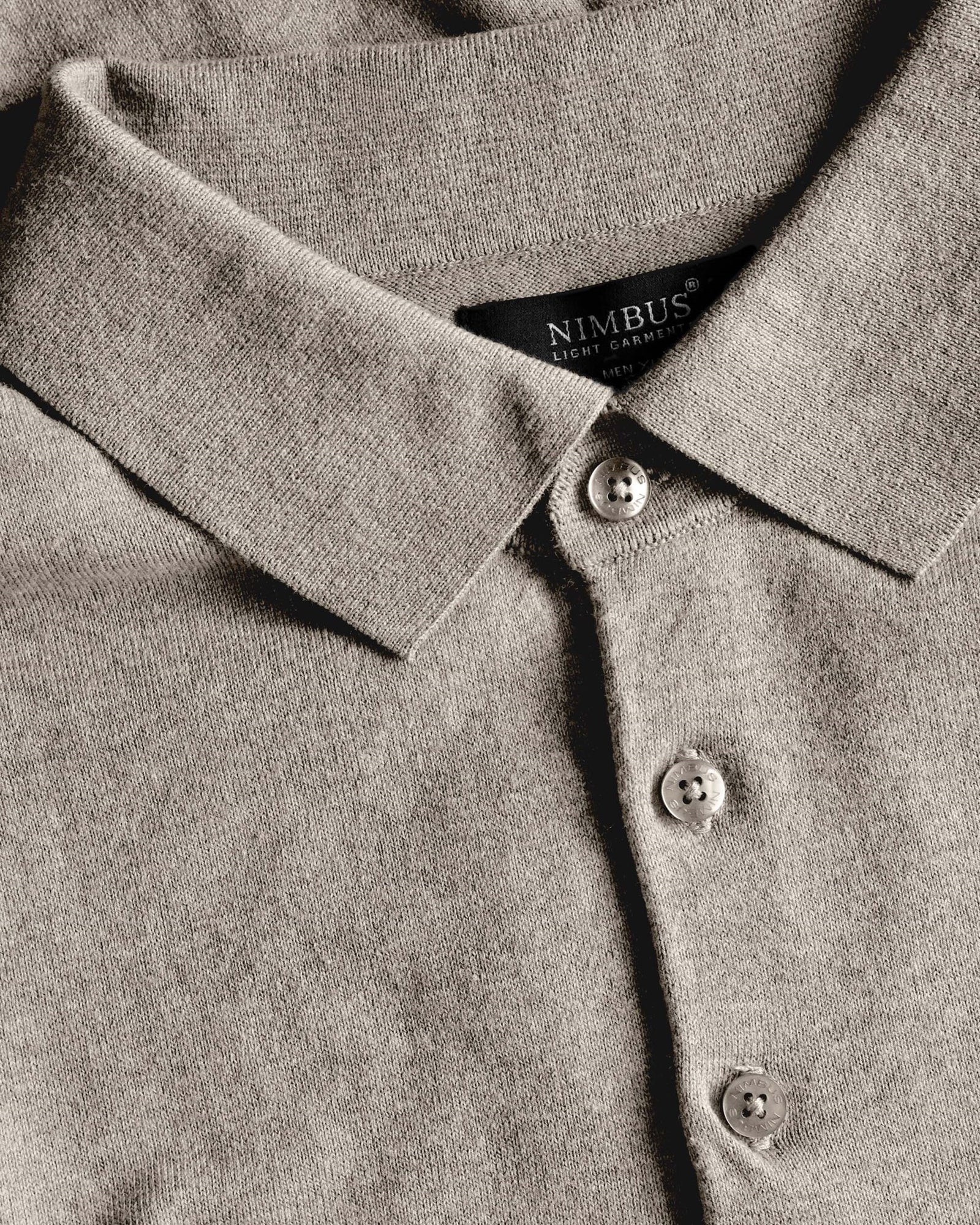 Brighton Long Sleeve Polo Men Sand Melange Back