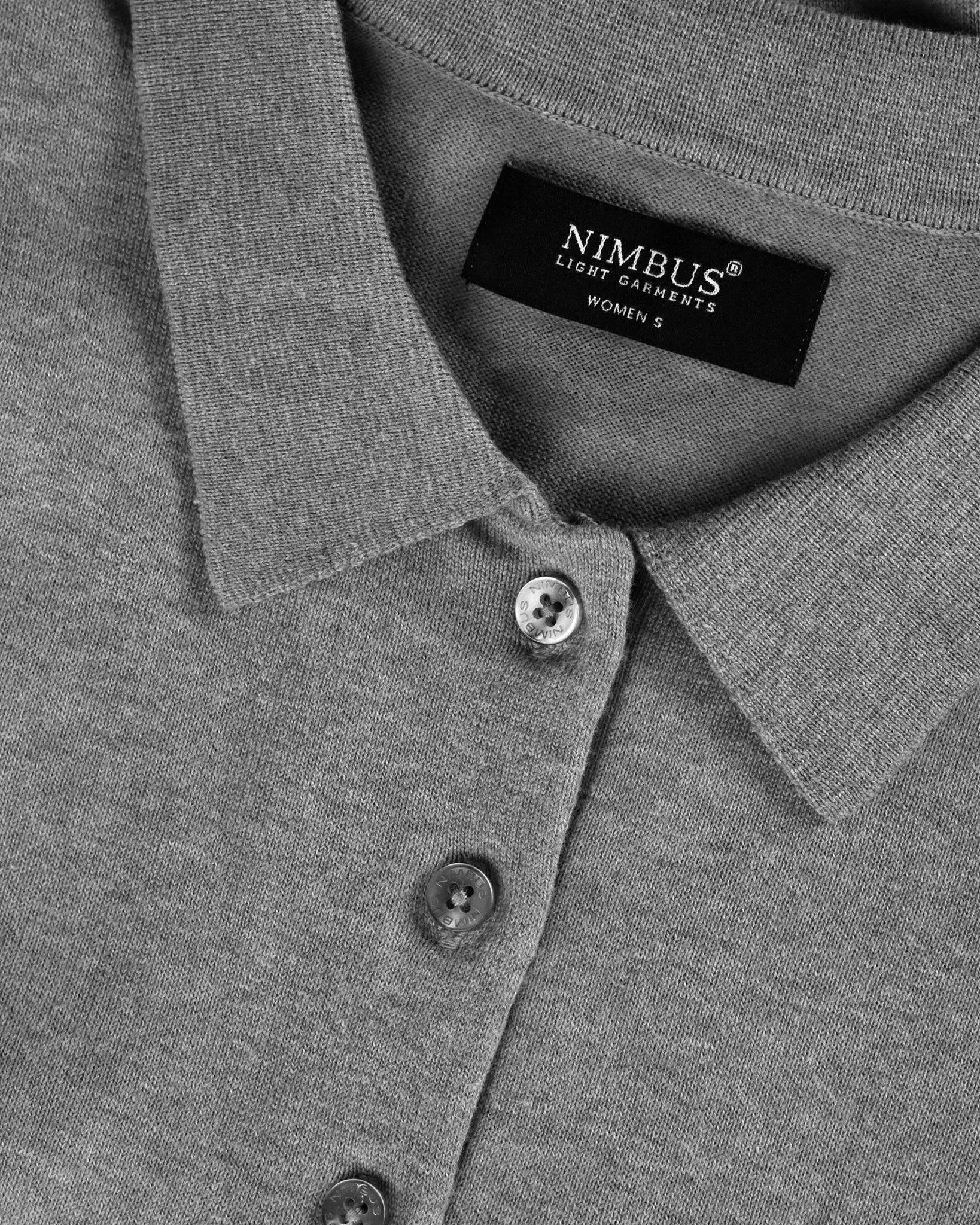 Brighton Long Sleeve Polo Women Grey Melange Closeup 1