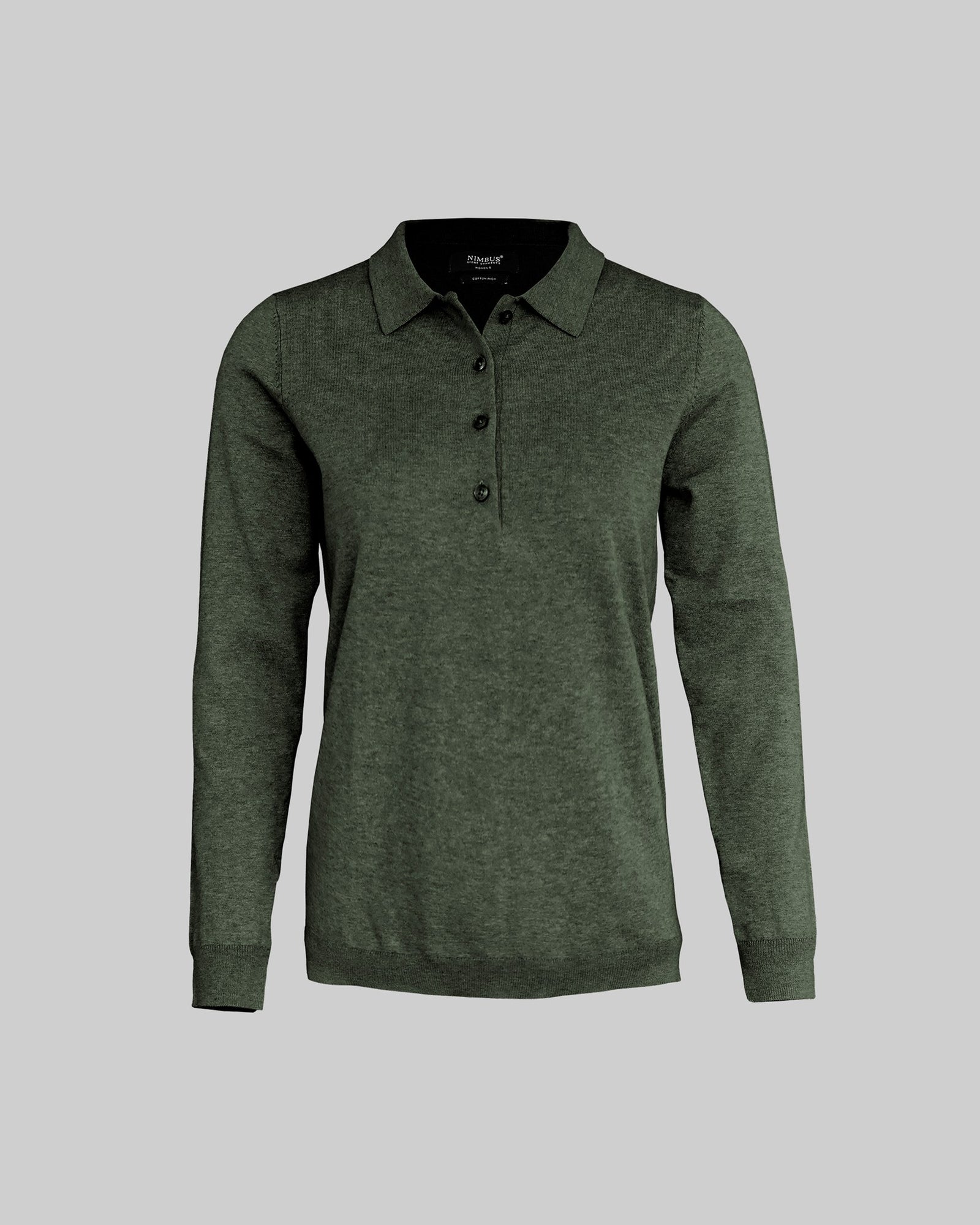 Brighton Long Sleeve Polo Women Olive Melange Back