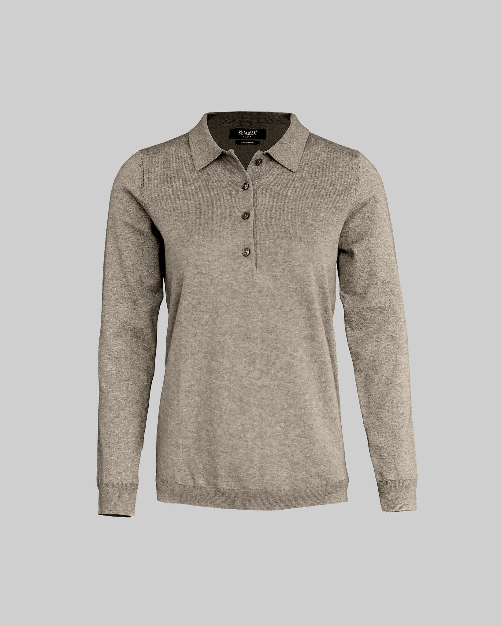 Brighton Long Sleeve Polo Women Sand Melange Front