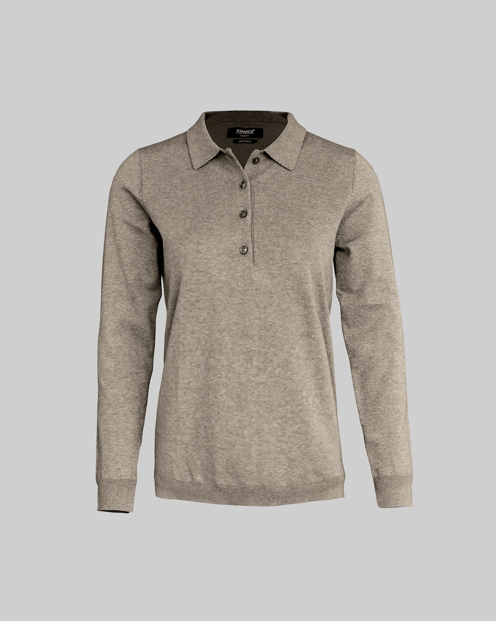 Brighton Long Sleeve Polo Women Sand Melange Back