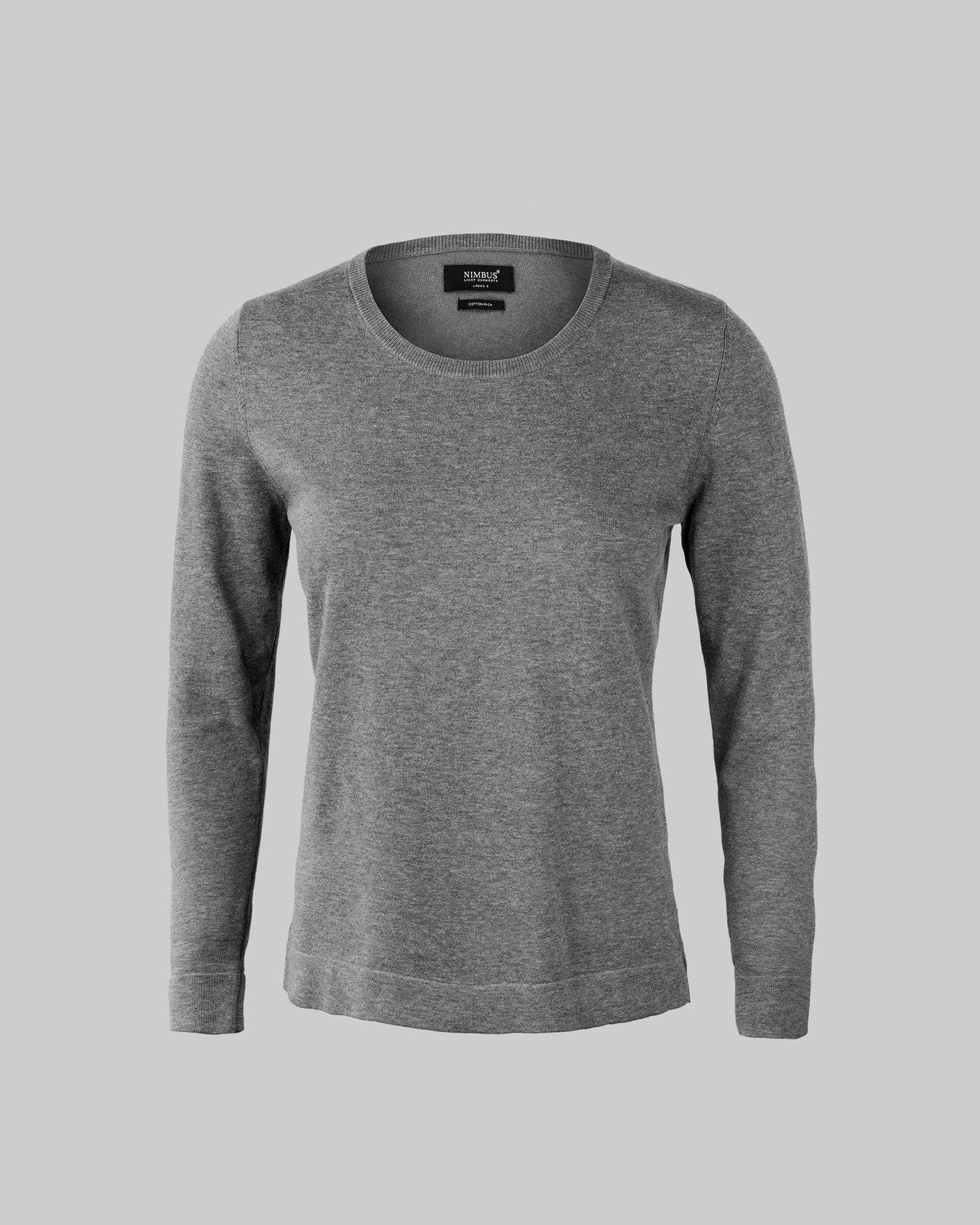 Brighton O Neck Women Grey Melange Back