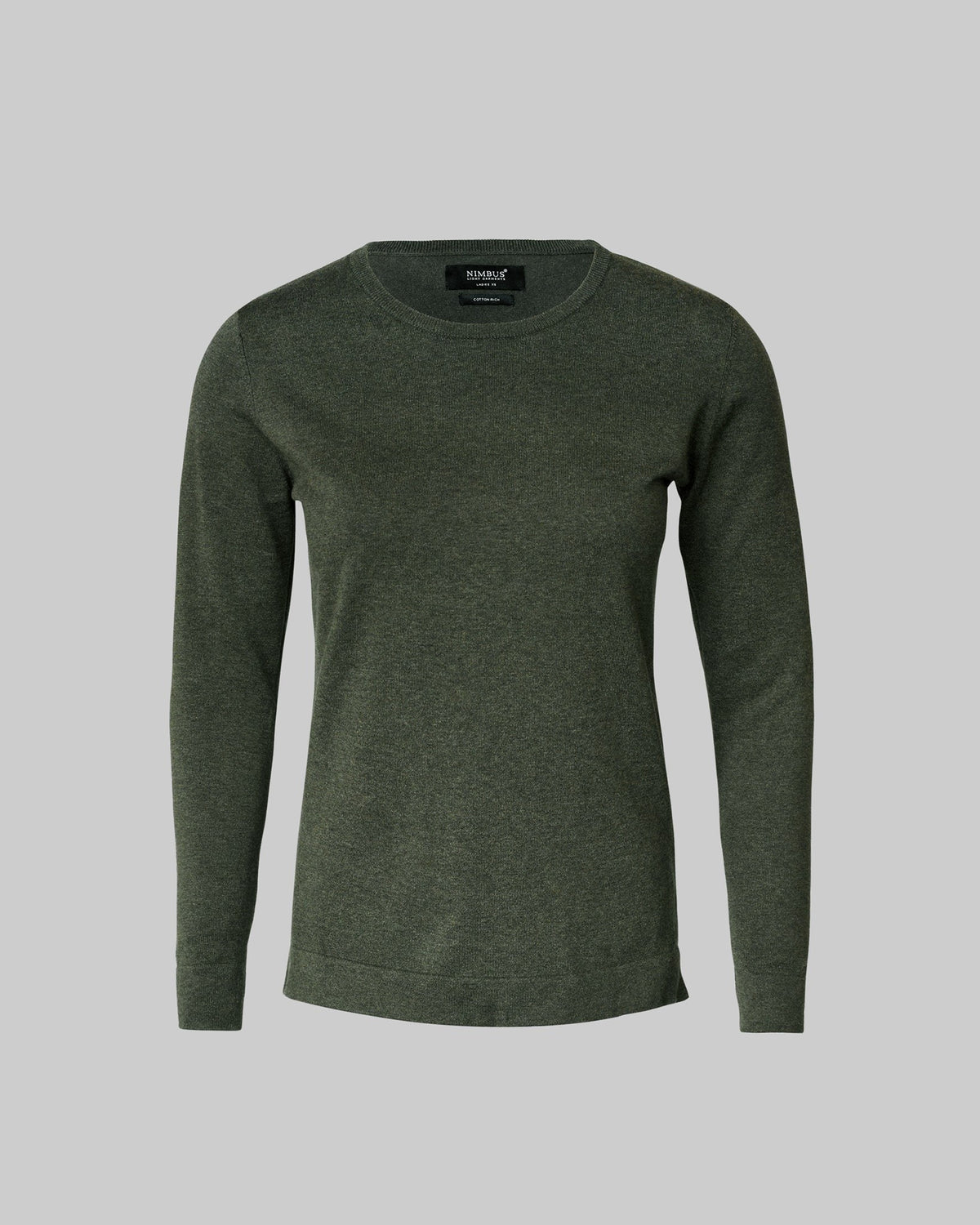 Brighton O Neck Women Olive Melange Front
